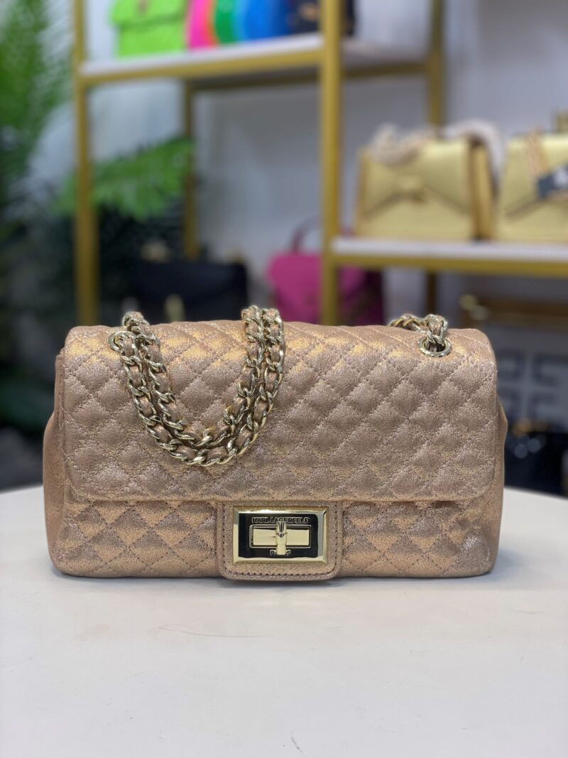 KARL LAGERFELD ORANGE QUILTED METALLIC