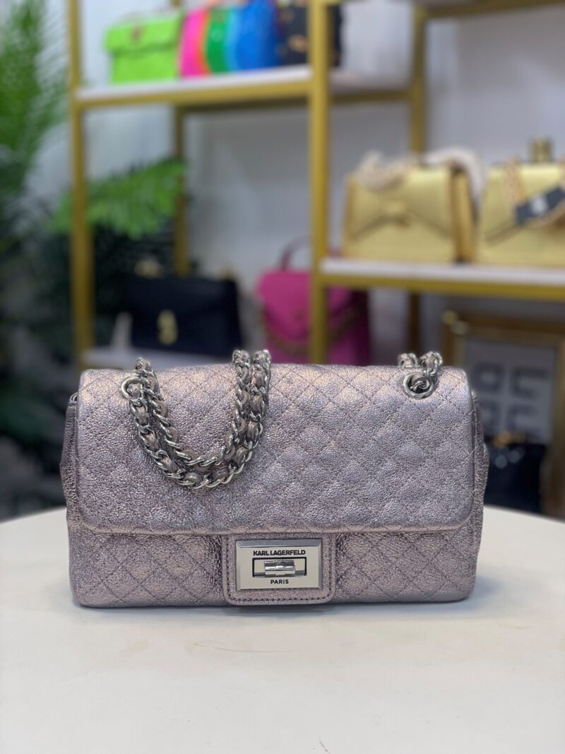 KARL LAGERFELD PURPLE QUILTED METALLIC